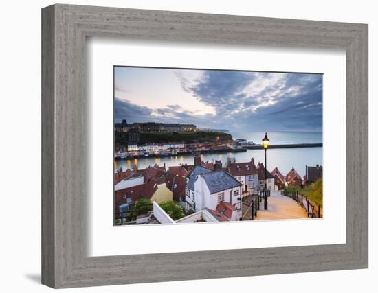 United Kingdom, England, North Yorkshire, Whitby. the Harbour and 199 Steps-Nick Ledger-Framed Photographic Print