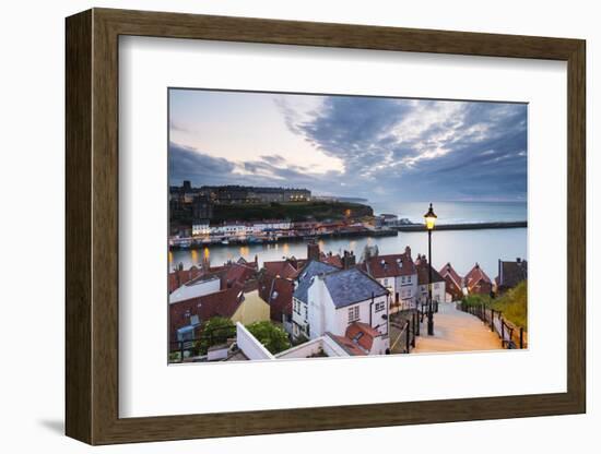 United Kingdom, England, North Yorkshire, Whitby. the Harbour and 199 Steps-Nick Ledger-Framed Photographic Print