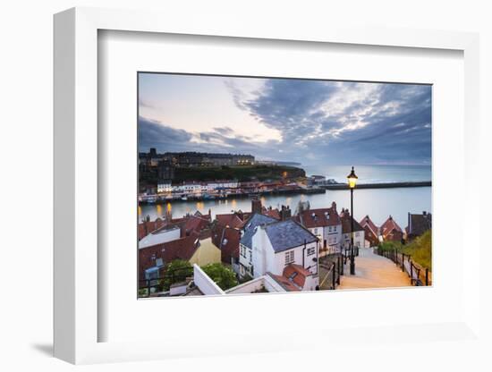 United Kingdom, England, North Yorkshire, Whitby. the Harbour and 199 Steps-Nick Ledger-Framed Photographic Print