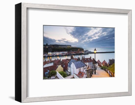 United Kingdom, England, North Yorkshire, Whitby. the Harbour and 199 Steps-Nick Ledger-Framed Photographic Print