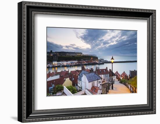 United Kingdom, England, North Yorkshire, Whitby. the Harbour and 199 Steps-Nick Ledger-Framed Photographic Print