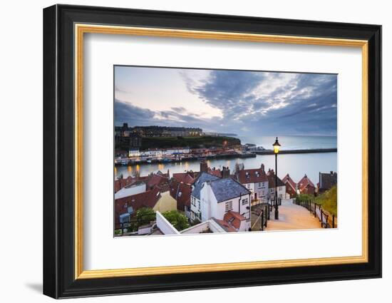 United Kingdom, England, North Yorkshire, Whitby. the Harbour and 199 Steps-Nick Ledger-Framed Photographic Print