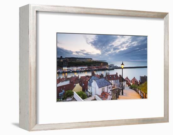 United Kingdom, England, North Yorkshire, Whitby. the Harbour and 199 Steps-Nick Ledger-Framed Photographic Print