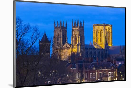 United Kingdom, England, North Yorkshire, York. The Minster seen from the City Walls at dusk.-Nick Ledger-Mounted Photographic Print