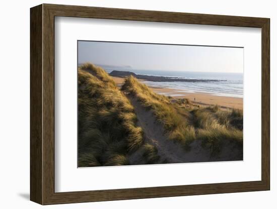 United Kingdom, Wales, Pembrokeshire. Dunes of Freshwater West Beach, Pembrokeshire, Wales.-Kymri Wilt-Framed Photographic Print