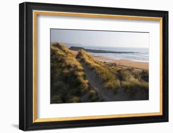 United Kingdom, Wales, Pembrokeshire. Dunes of Freshwater West Beach, Pembrokeshire, Wales.-Kymri Wilt-Framed Photographic Print