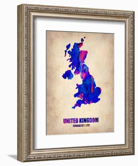 United Kingdom Watercolor Map-NaxArt-Framed Art Print