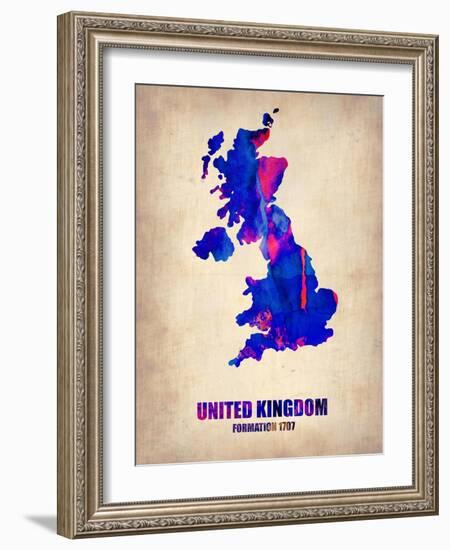 United Kingdom Watercolor Map-NaxArt-Framed Art Print