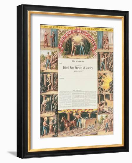 United Mine Worker's Certificate, 1890-null-Framed Giclee Print