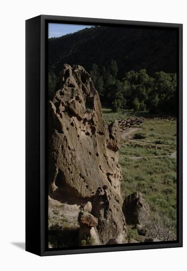 United States. Bandelier National Monument, Tyuonyi, Pueblo Indian Settlement-null-Framed Premier Image Canvas