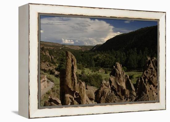 United States. Bandelier National Monument, Tyuonyi, Pueblo Indian Settlement-null-Framed Premier Image Canvas