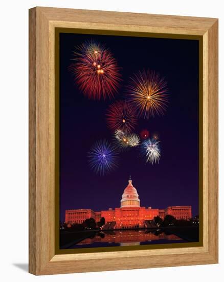 United States Capitol Building and Fireworks-Bill Ross-Framed Premier Image Canvas