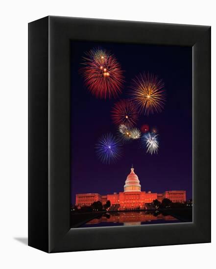 United States Capitol Building and Fireworks-Bill Ross-Framed Premier Image Canvas