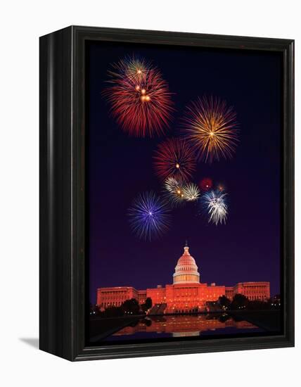 United States Capitol Building and Fireworks-Bill Ross-Framed Premier Image Canvas