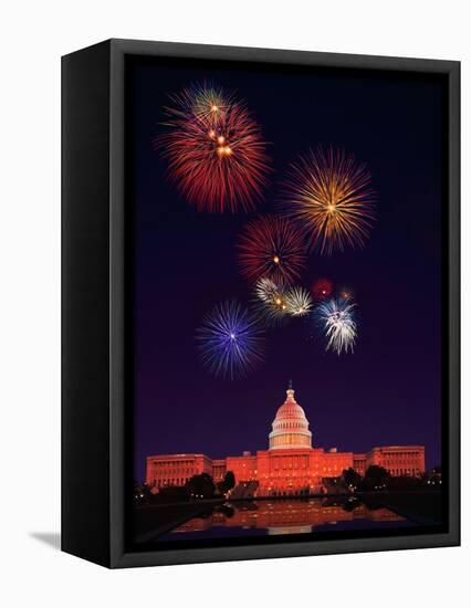 United States Capitol Building and Fireworks-Bill Ross-Framed Premier Image Canvas