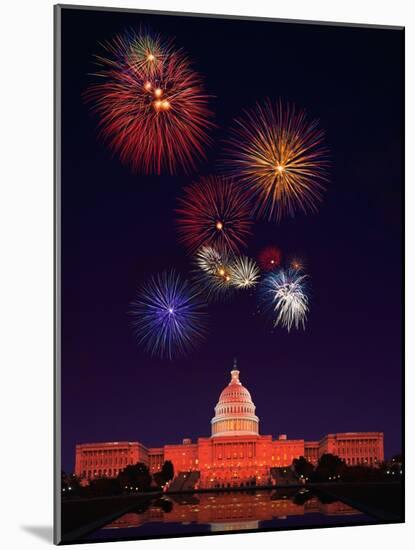 United States Capitol Building and Fireworks-Bill Ross-Mounted Photographic Print