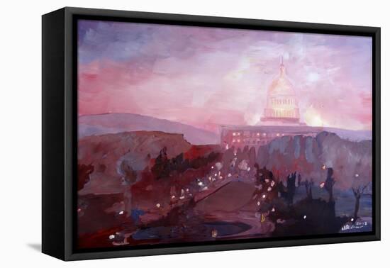 United States Capitol In Washington DC at Dusk-Markus Bleichner-Framed Stretched Canvas