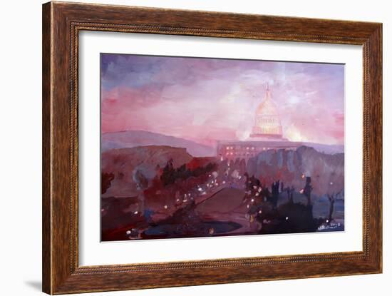 United States Capitol In Washington DC at Dusk-Markus Bleichner-Framed Art Print