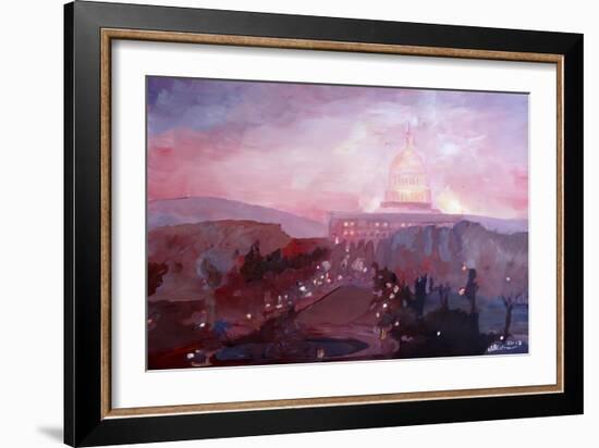 United States Capitol In Washington DC at Dusk-Markus Bleichner-Framed Art Print