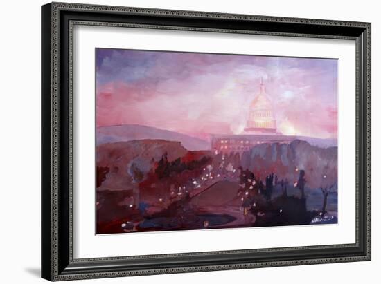 United States Capitol In Washington DC at Dusk-Markus Bleichner-Framed Art Print