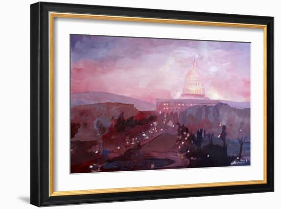 United States Capitol In Washington DC at Dusk-Markus Bleichner-Framed Art Print