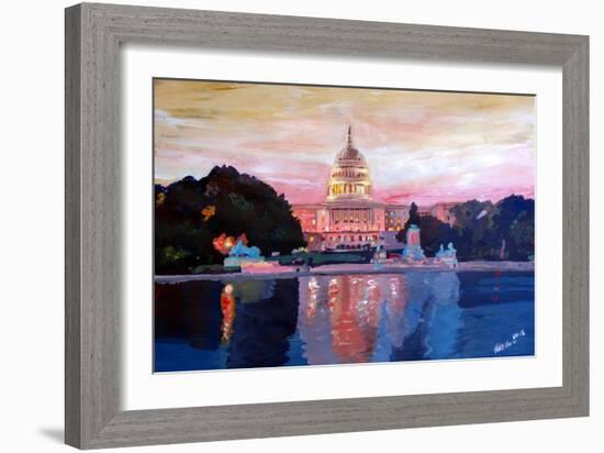 United States Capitol in Washington DC at Sunset-Markus Bleichner-Framed Art Print