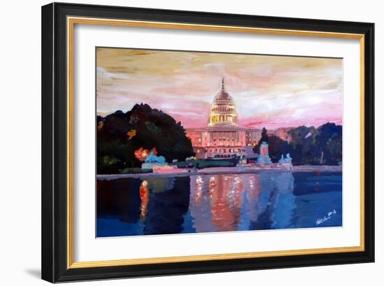 United States Capitol in Washington DC at Sunset-Markus Bleichner-Framed Art Print