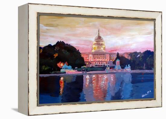 United States Capitol in Washington DC at Sunset-Markus Bleichner-Framed Stretched Canvas