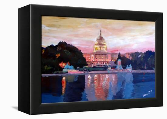 United States Capitol in Washington DC at Sunset-Markus Bleichner-Framed Stretched Canvas