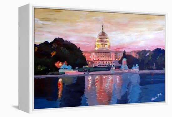 United States Capitol in Washington DC at Sunset-Markus Bleichner-Framed Stretched Canvas