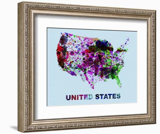 United States Color Splatter Map-NaxArt-Framed Art Print