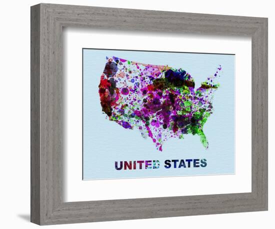 United States Color Splatter Map-NaxArt-Framed Art Print