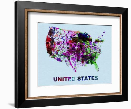 United States Color Splatter Map-NaxArt-Framed Art Print