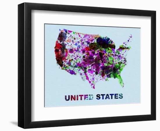 United States Color Splatter Map-NaxArt-Framed Art Print