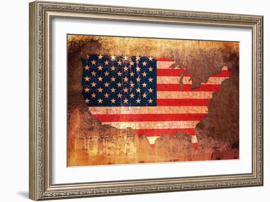 United States Flag Map-Michael Tompsett-Framed Art Print