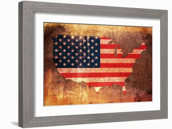 United States Flag Map-Michael Tompsett-Framed Art Print