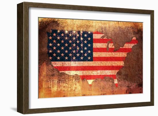 United States Flag Map-Michael Tompsett-Framed Art Print