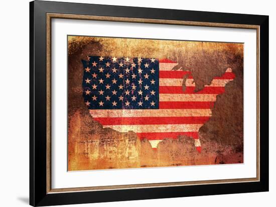 United States Flag Map-Michael Tompsett-Framed Art Print