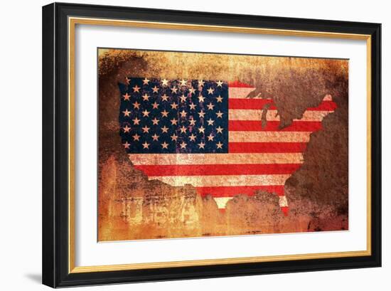 United States Flag Map-Michael Tompsett-Framed Art Print