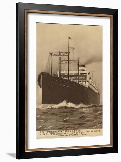 United States Lines Liner Ss President Roosevelt-null-Framed Giclee Print