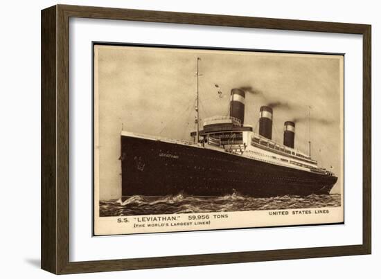 United States Lines, Usl, Dampfschiff S.S. Leviathan-null-Framed Giclee Print