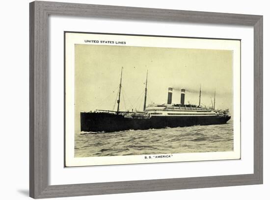 United States Lines, USL, S.S. America, Dampfschiff-null-Framed Giclee Print