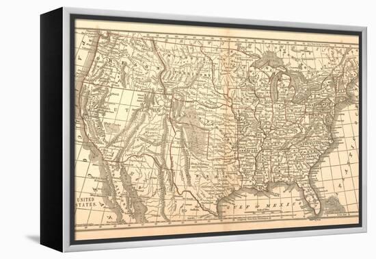 United States Map, 1849-null-Framed Premier Image Canvas