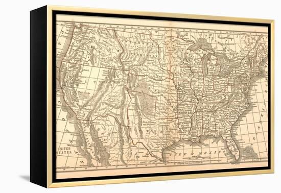 United States Map, 1849-null-Framed Premier Image Canvas