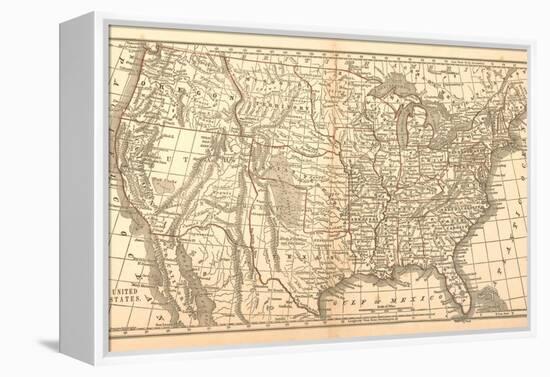 United States Map, 1849-null-Framed Premier Image Canvas