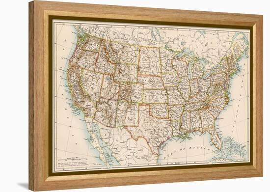 United States Map, 1870s-null-Framed Premier Image Canvas