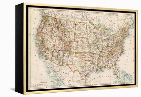 United States Map, 1870s-null-Framed Premier Image Canvas