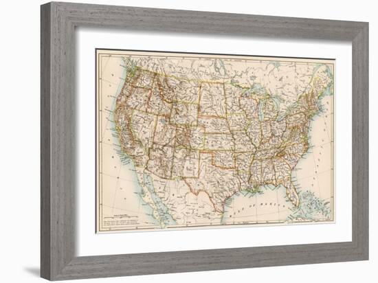 United States Map, 1870s-null-Framed Giclee Print