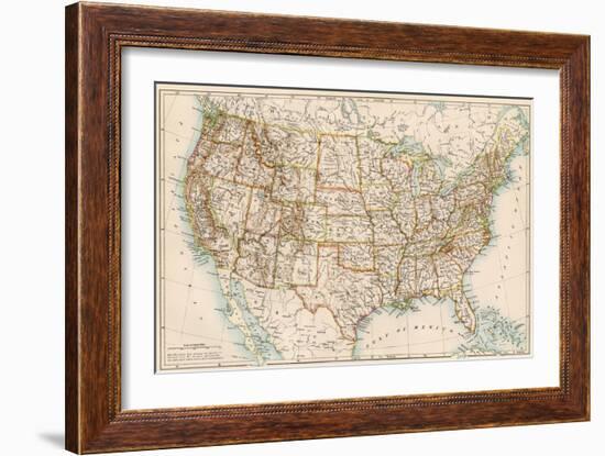 United States Map, 1870s-null-Framed Giclee Print