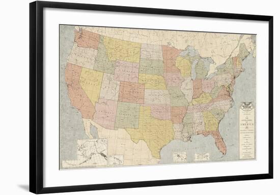 United States Map-The Vintage Collection-Framed Giclee Print